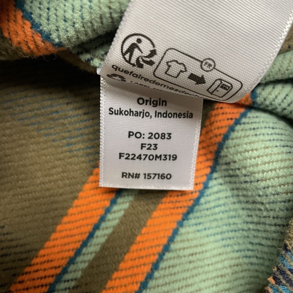 Cotopaxi Flannel Mens M Orange Blue Green Plaid Mero Button Up Organic Cotton - Picture 5 of 7